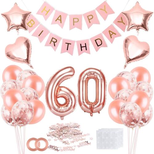 60 Ans Anniversaire Femme, Décoration Anniversaire 60 Ans Rosegold, Ballon 60 Ans Anniversaire, Deco Anniversaire 60 Ans Bannière, Ballons Confettis Or Rose
