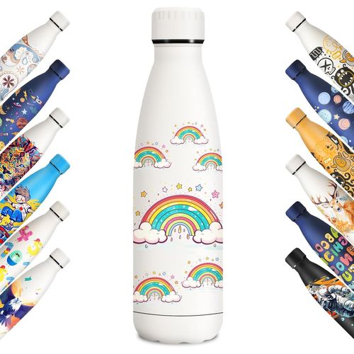 Gjfty-Gourde Isotherme 500ml, Bouteille Isotherme Personnalisée, Bouteille Isotherme Double Paroi, Gourde Reutilisable Sans Bpa, Bouteille Isotherme Pour Enfant, Adulte, L'école, Fitness