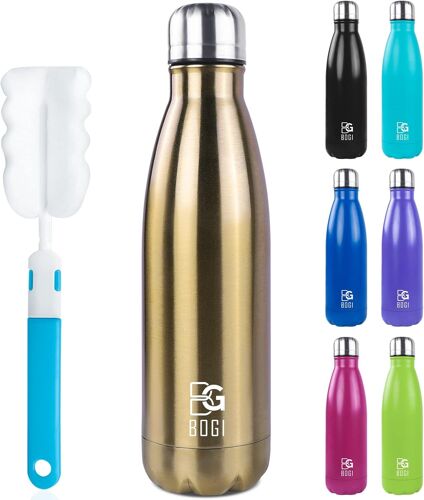17oz Insulated Water Bottle Double Wall Vacuum Stainless Steel Bottle Leak Proof Keeps Hot And Cold Drinks For Outdoor Sports Camping Hiking Cycling, Comes With A Cleaning Brush Gift