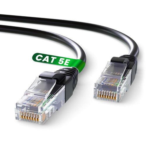 Câble Ethernet 5M, Reseau Lan Cat 5E Haut Debit Pour Une Connexion Internet Rapide & Fiable | Câble Ethernet Awg24, Cat5E Rj45 Utp Cca 1 Gbps (5 Mètres, Noir)