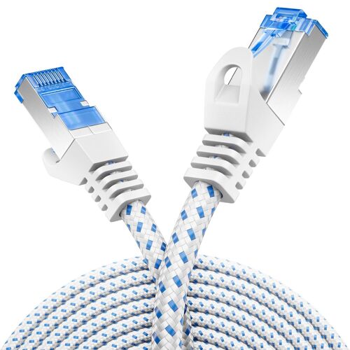 20M Câble Patch Cat 8 (40 Gbit/S, 2000 Mhz) - Réseau Ethernet Rj45 S/Ftp Poe Lan Cat8 Pour Ps5, Routeur, Modem, Tv, Switch, Ordinateur Portable - Blanc[POU6265774]