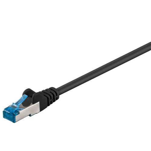 Câble Ethernet CAT 6a double blindage S-FTP jusqu'à 10000 Mbps 500 Mhz cuivre sans halogène avec connecteurs RJ-45 Connecteurs plaqués or Noir 1,5 m