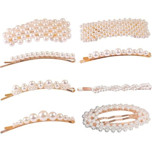 Gjhgf-8 Pièces En Perles Et Résine Acrylique Faites À La Main En Forme En Marbre Et Strass Géométriques - Accessoires Pour Cheveux Élégants Dorés - Cadeaux Pour Femmes Et Filles Style25