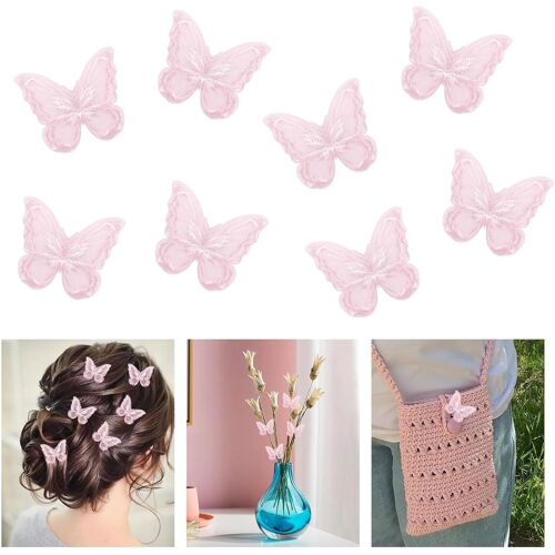 Kal-Pince Papillon Cheveux,Pince Papillon,8 Pièces Pince Cheveux,Papillon Decoration,Pince Cheveux Fleur,Pince A Cheveux Fleur,Pince À Cheveux Papillon (Pink) 