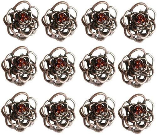 Kalanka-Lot De 12 Mini Pinces À Cheveux Vintage En Cuivre Creux En Forme De Fleur De Rose Pour Filles Et Femmes 