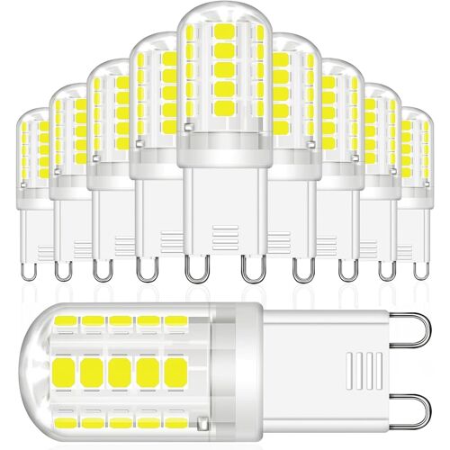 Ampoules Led G9, 3w Equivalent 30w Halogène Lampe, Blanc Froid 6000k 360lm Sans Scintillement Ac/Dc 220-240v Pour Chambre Salon Cuisine Jardin, Non Dimmable, Lot De 10
