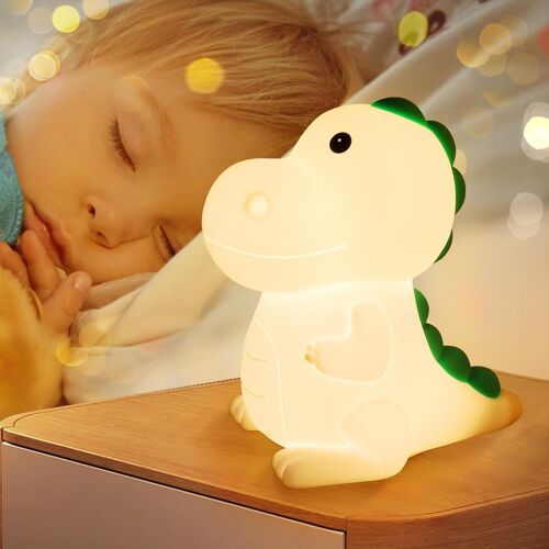 Veilleuse Bébé,Dinosaure Veilleuse Bebe,7 Couleurs,Veilleuse Led Recharge Usb,Lampe Chevet Silicone Pour Enfant,Cadeau D'anniversaire (Dinosaure)