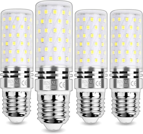 Ampoule Maïs Led 15w, E27 Edison Vis Ampoules, Blanc Froid 6000k, 1700lm, Équivalent Ampoule Incandescence 120w, Non Dimmable, Lot De 4