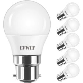 Kal-4.5w Ampoule Led B22 G45, 470lm Equivalente À 40w, 6500k Blanc Froid, Non-Dimmable, Lot De 6