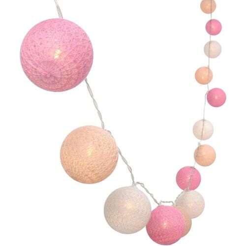 Kal-Guirlande Lumineuse De 3 M Avec 30 Boules À Led En Coloré - Fonctionne Avec Des Piles, Idéale Pour Noël Ou Un Mariage Rose/Blanc