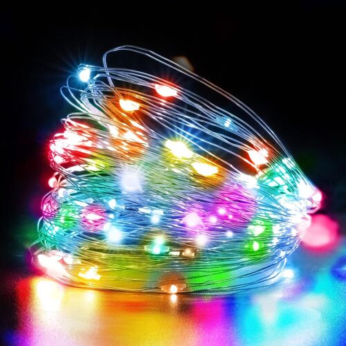 KAL-Guirlande Lumineuse À Piles, 2 Pièces 15M 150Led Guirlande Lumineuse En Fil Cuivre, Petite Guirlande Lumineuse Intérieur, Led Décoration Pour Chambre, Fête, Mariage, Noël - Multicolore