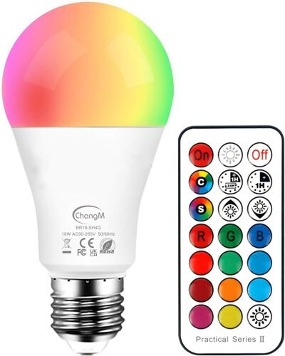 Kalanka-Ampoules Led Rgb Couleur Changement Dimmable 10w Led Bulbs E27 Rgbw Avec Télécommande Sans Fil,Rgb 12 Choix De Couleur+Blanc Chaud 2700k