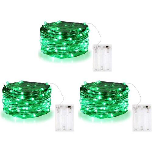 KAL-Guirlande Lumineuse De Noël, 30 Led 3M Micro Fil D'Argent Led Firefly Light Décoration Diy Pour Mur De Pots De Tente De Chambre (Vert)[Lot De 3]