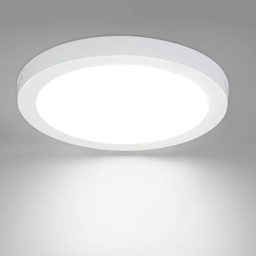 Plafonnier Led Rond Plat - Moderne Blanc Led Lampe De Couloir Blanc Froid 5000k 18w Ip44 Etanche Pour Cuisine Bureau Salon Salle De Bain Salle À Manger Enfants Ø23cm