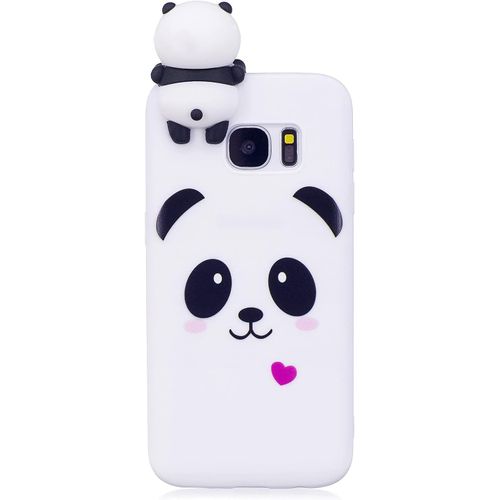 Store-Dessin Animé 3d Panda Silicone Coque Samsung Galaxy S7 Edge,Coeur D'amour Motif Animaux Ultra Mince Souple Fine Caoutchouc Housse De Arrière Antichoc Flexible Gel Tpu Étui De Téléphone,Blanc#1