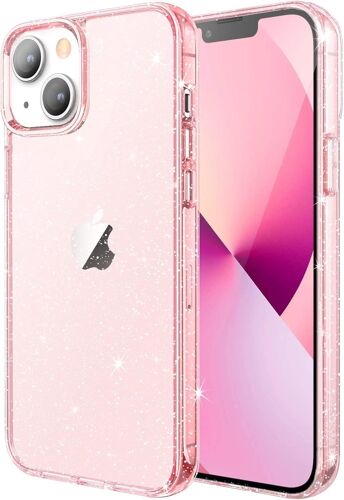 Rfgvc-Coque À Paillettes Pour Iphone 13 6,1 Pouces, Housse De Téléphone Bling Pailletée Antichoc, Mignon Étui Brillant Pour Femmes Et Fillese (Rose)