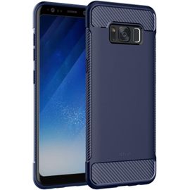 Coque Slim Tpu Samsung Galaxy S8 - Effet Fibre De Carbone Bleu, Anti-Chocs À Coins Renforcés, Intérieur Alvéolé Et Bords Rehaussés