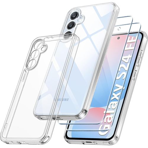 Case For Samsung Galaxy S24 Fe 5g With 2 Pieces Tempered Glass, [Camera Protection] [Military Protection] Shockproof Anti-Scratch Hybrid Case Cover For Samsung S24 Fe 5g, Transparent