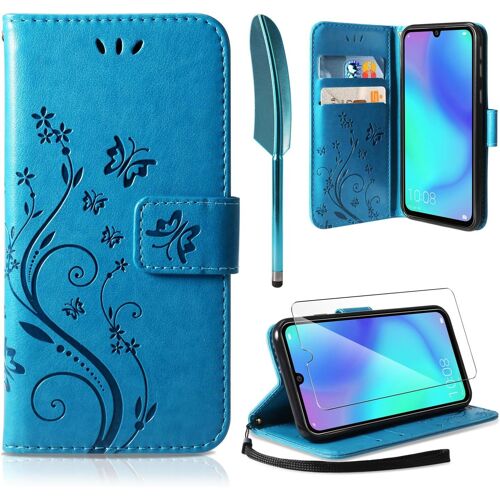 acdsgd-Coque Huawei P30 Lite, Retro Design PU Etui Housse en Cuir Portefeuille de ProtectionFonction Stand VideoPorte Carte Credit Ticket Flip Case pour Huawei P30 Lite Bleu