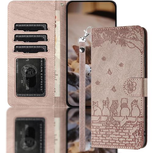 Kal-Pochette Pour Samsung Galaxy S7 Edge(5.5") Coque Telephone Portable Aimantée Protection Coque Antichoc Pour Samsung Galaxy S7 Edge(5.5") Portefeuille Porte Carte Chat Clôture Violet