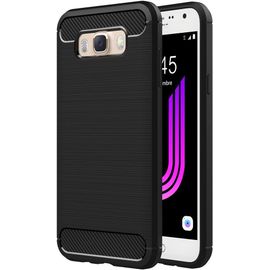 Sskal-Coque Samsung Galaxy J7 2016,Noir Silicone Gel Etui Housse Samsung J7 J710f/J710fn Souple Coque De Protection Pour Galaxy J7 Fibre De Carbone Case(5.5 Pouces)
