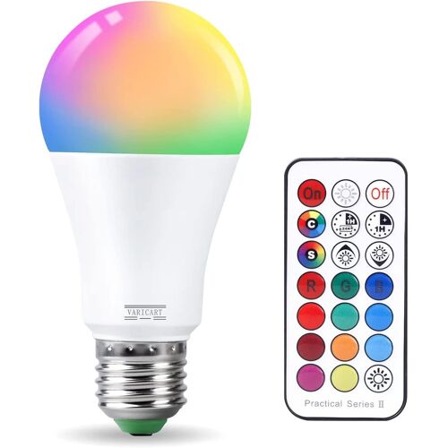 Ampoules Led Couleur E27 10w, 12 Couleurs Rgb Changement De Couleur Ampoule Led Avec Télécommande, Blanc Chaud 3000k Timing Dimmable Edison Ampoule D'ambiance - 100w Équivalent (Paquet De 1)