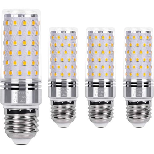 Cheng-Ampoule Led E27 Blanc Chaud 3000k, 12w Équivalent 100w Incandescente, 360° Lumière, Non Dimmable, Lot De 4