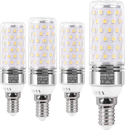 Kal-Ampoule Led E14 4000k, 12w Équivalent Halogène 100w, Maïs Lampe Blanc Neutre, 360° Angle, Non Dimmable, Sans Scintillement, Lot De 4