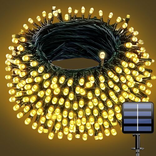 Kalanka-Guirlandes Lumineuses Solaires Étanches - 20m 200 Led Pour Pergola/Mur/Clôture, Jardin, Extérieur | 8 Modes De Clignotement | Autonomie 8-10h | Ip65 | Décoration Festive Écologique