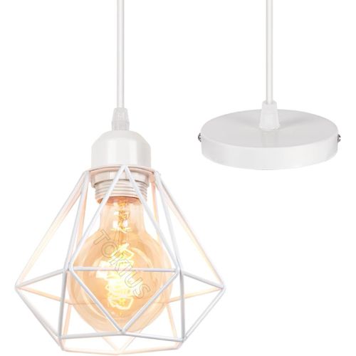Cheng-Lustre Suspension Industrielle Plafonnier E27 Vintage Luminaire E27 Rétro Plafond Abat Jour Design Métal Cage Ø160mm Éclairage Pour Salon Cuisine