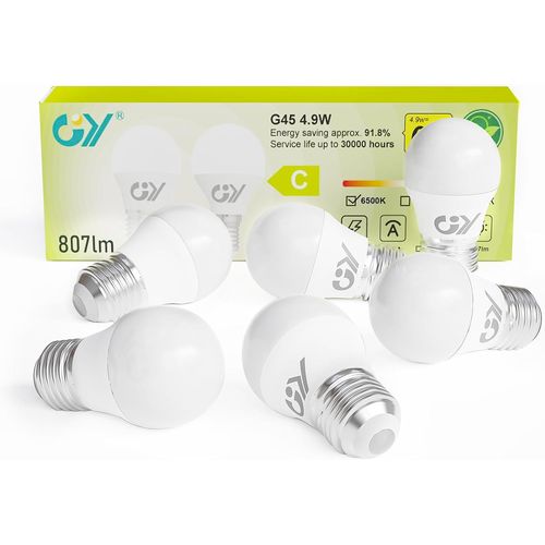 Ampoule Led E27 4,9w Équivalent 60w, 807 Lumens 3000k Blanc Chaud, Ampoule E27 Led Efficacité Energétique, Non-Dimmable, Lot De 6
