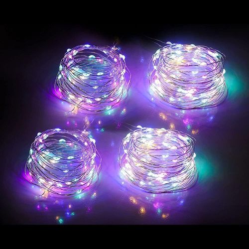 Guirlandes Lumineuses À Piles , Lot De 5étanche Fil En Cuivre 2m Avec 20 Leds Blanc Chaud Pour Décoration Anniversaire, , Jardin, Noël, Mariage, Intérieur, Exterieur, Fête, Décoration (Colore)