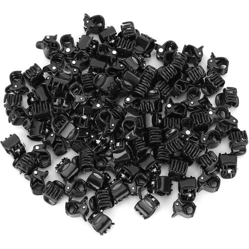Kalanka-Pinces À Cheveux, 100pcs Mini Pinces En Plastique Noir, Petites Griffes Pince À Cheveux Pince Vêtements Accessoires De Cheveux 