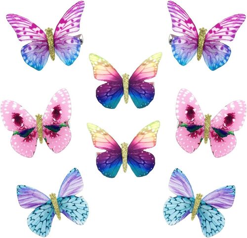 8 Pcs Butterfly Hair Pin Chiffon Hair Accessories Butterfly Hair Pin With For Women Bridal Hairstyle