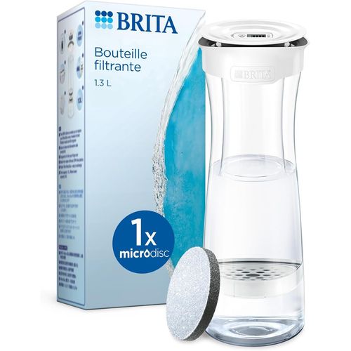 Bouteille Filtrante Blanc Graphite (1,3 L),1 Filtre Microdisc Inclus - Réduit** Certains Pfas***,Le Chlore,Des Particules Fines
