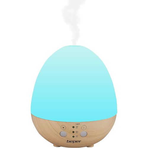 70.404 Diffuseur D'huiles Essentielles, Diffuseur D'arômes, 5 W, Technologie À Ultrasons, Lumière Led 7 Couleurs, Mode Continu, Minuterie Sélectionnable, Effet Blanc/Bois 