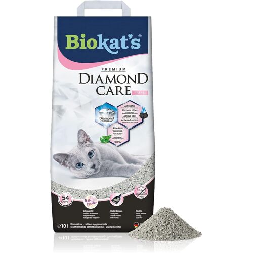 Biokat¿S Diamond Care Fresh Au Parfum De Talc - Litière Fine Pour Chats Au Charbon Actif Et À L'aloe Vera - 1 Sac (1 À 10 L)