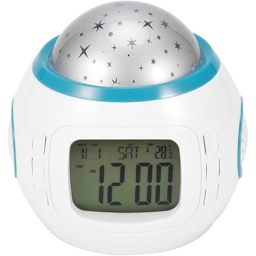 Réveil enfants, projecteur de ciel étoilé LED avec 10 mélodies, horloge veilleuse pour bébés et enfants, lampe décorative projetant des étoiles