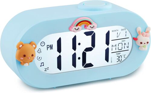 Réveil Enfant Fille Garcons Dinosaure avec Lumineux Lampe Réveil Veilleuse Jour Nuit,Reveil Enfant Numerique de la Maternelle Volume Réglable avec Snooze Compte à rebours(Vert)