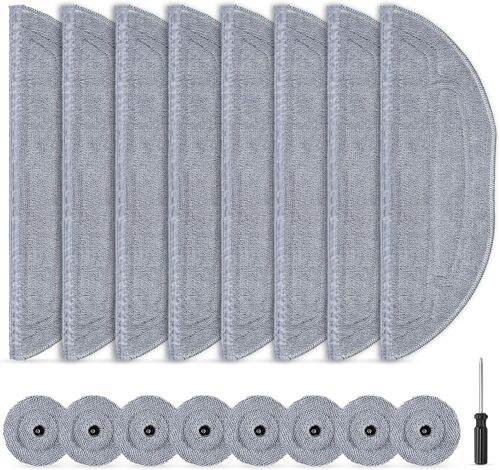 Lot De 16 Lingettes Pour Robot Aspirateur Roborock S8 V Ultra, Microfibre Vibrar 3.0, 8 Serpillères Et 8 Serpillères Avec 1 Tournevis