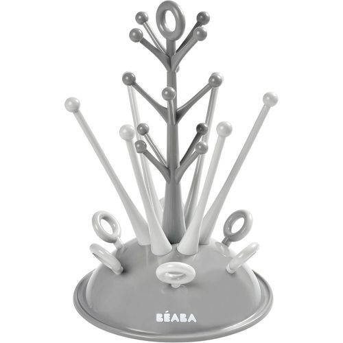 Kalanka-Béaba, Egoutte-Biberons Arbre, Grande Capacité 6 Biberons Et Accessoires, Bac De Récupération D'eau Amovible, Pratique, Design Astucieux, Gris Clair
