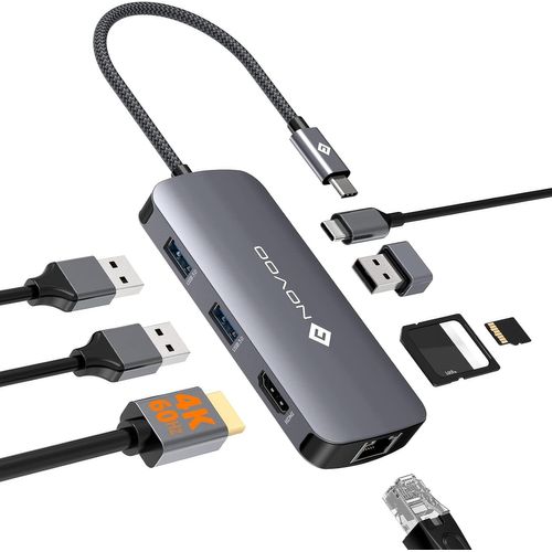 NAERYUT-Adaptateur Usb C Vers Hdmi,8-En-1 Hub Usb C Vers Ethernet Gigabit,Hdmi 4K@60Hz,Usb Ax3,100W Pd,Sd/Tf Multiport Dock Pour Macbook Air/Pro,Lenovo,Surface,Galaxy