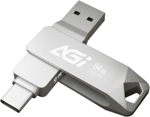 UE138A 64GB USB Flash Drive, Dual Connectors with Reversible USB Type-C and Type-A, USB 3.2 Memory Stick, Data Storage Pendrive with Data Transfer Speed up to 120MB/s