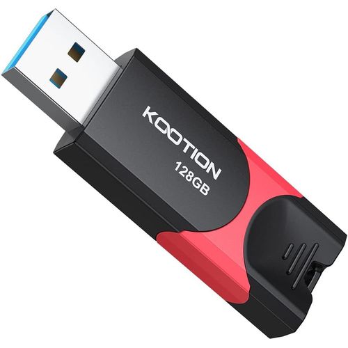 USB 3.0 Flash Drive 128 GB, USB Stick 128 GB Push Pull Key USB 3.0 Flash Drive Single Storage Memory Stick (Black-Red)
