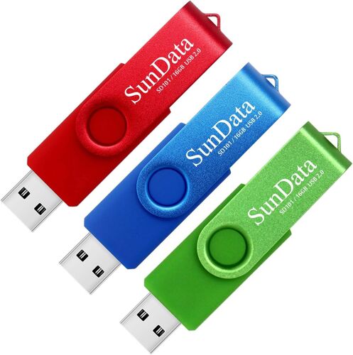 16GB USB 2.0 Flash Drive Memory Stick Rotation Data Storage with LED Light (3 Colours: Blue, Green, Red)
