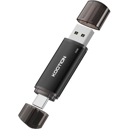 USB C Flash Drive 32GB USB 2.0 Type C 32GB 2 in 1 USB Stick 32GB OTG Memory Stick (USB 2.0+USB Type C, Black)