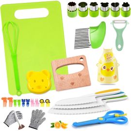 ERSAN-Couteaux Sécurité de Cuisine pour Enfants, 28 Pièces Kit Couteau Enfant Couteau Sécurité Montessori pour Couper et Cuire des Fruits ou Légumes, Couteaux Enfants 3 Ans