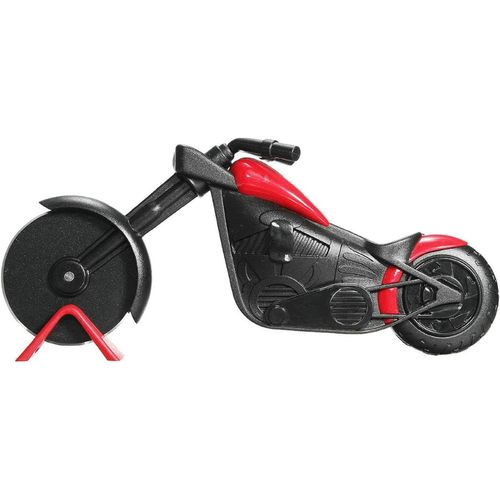 Couteau à pizza moto en acier inoxydable, découpeur de pizzas design élégant et fonctionnel avec poignée ergonomique PP, nettoyage facile au lave-vaisselle