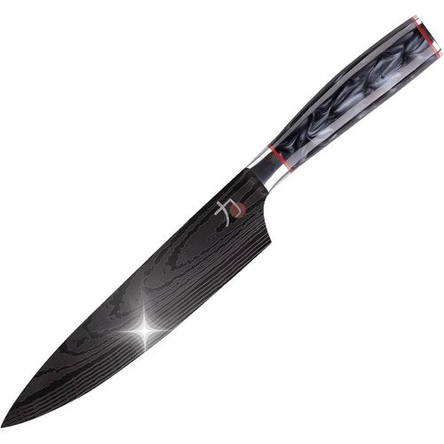 Asfasfq-Masterpro Tetsu | Couteau De Cuisine Japonais 20 Cm Pour Chef | Parfaits Pour Couper Tous Types D'aliments | Cuisine Professionnelle | Renforcés, Équilibrés Et Avec Revêtement En Titane