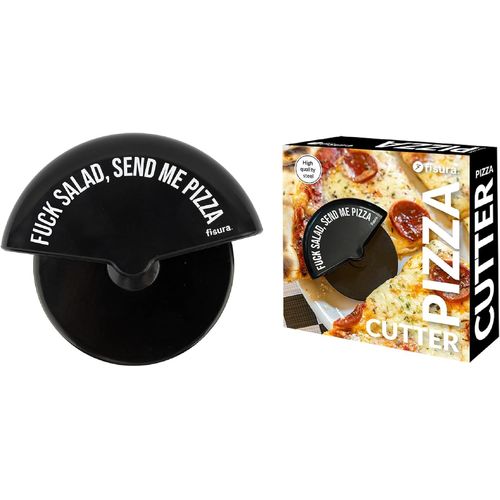 KALANKA-Fisura ¿ Coupe-pizza original ""f*ck salad"". Coupe-pizza amusant avec roulette. Couteau à pizza en acier inoxydable et ABS. Dimensions : 7,5 x 5,5 centimètres.